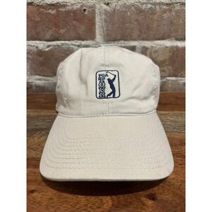 PGA Golf‎ Hat Strap-back Dad Style Cap The Game Cream Logo Cotton Adjustable